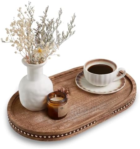 Decor Decorative Round Tray 11.81in for Home Decor for Coffee Table Farmhouse Kitchen Table Living Room Bathroom Centerpiece Tray Decor Oval Rustic by Unknown