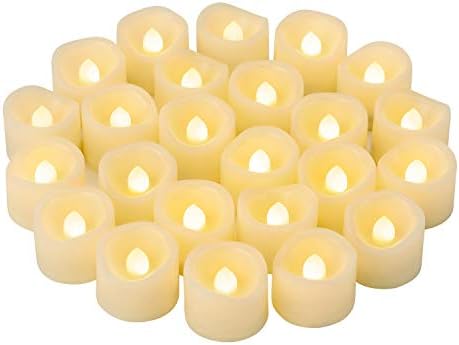 24 PCS LED Flameless Flickering Plastic Tealight Votive Candle Bulk Battery Operated/Electric Flicker Small Tea Lights Bright Fake Candles for Halloween Christmas Lantern Decorations by CANDLEIDEA