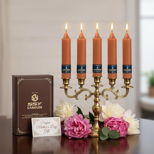Orange Taper Candle Terracotta Candlesticks - Gedengni 9inch Unscented Candles Long Candle Sticks Dripless Tapered Candles for Wedding Table Dinner Party Church Holiday Decor,4 Pack - Image 3