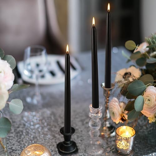 50 Pack Black Taper Candles - 10 Inch Classic Unscented Dinner Candles, Dripless Pure Paraffin Wax with Cotton Wicks, 8-Hour Burn Time for Wedding, Christmas & Formal Dining Decor - Image 6