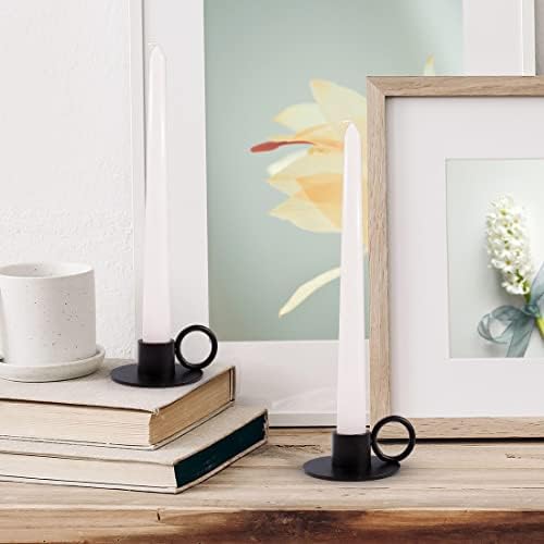 6PCS Black Iron Taper Candle Holders with Round Handle, Table Centerpiece - Image 5