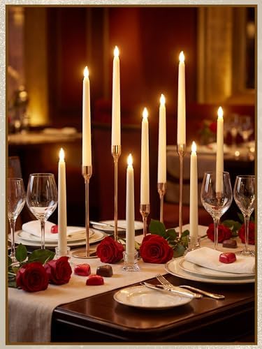 Treela Battery Operated LED Taper Candles,Basic,8 Inch,Ivory - Image 4