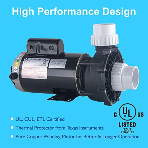 SPA Pump, 5 Horsepower Hot Tub SPA Pumps - 2 Speed LX SPA Pump Motor 220-240V, 56 Frame(Y), Connect 2.5" Plumbing (Mode: 56WUA500-II）