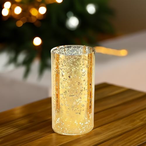 WGVI Hurricane Candle Holder Sleeve, W: 5", Ht: 8", Gold Speckled Glass Cylinder Open Both Ends, Chimney Tube Shade, 12 Piece - Image 6