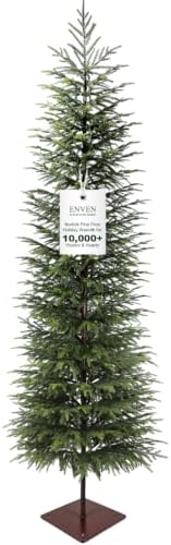 7FT Artificial Norfolk Pine Pencil Christmas Tree, Real-Touch PE Material, Family & Pet Friendly, Faux Slim Christmas Tree with Heavy-Duty Base for Indoor Outdoor Decor by ENVEN