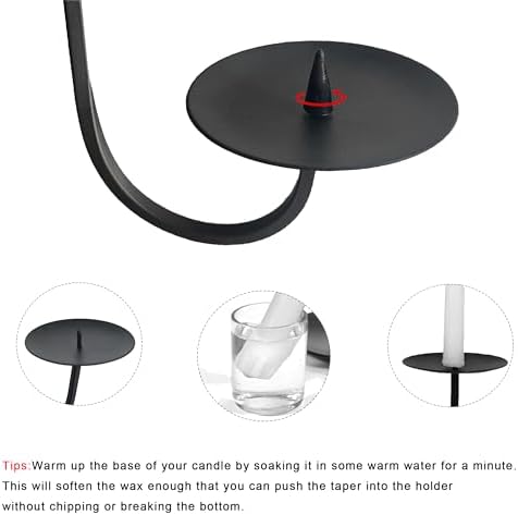 Double Armed Iron Candle Holders Metal Wall Candle Sconce Holder Set of 2 Black Modern Wall Candle Sconces Hanging for Living Room, Farmhouse, Fireplace, Wedding - Image 3