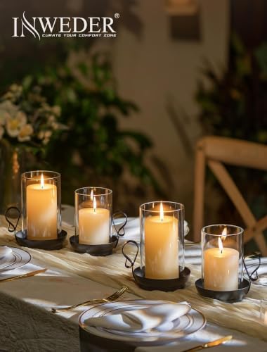 Black Hurricane Candle Holders: Pillar Candle Holder Set of 2 - Image 2