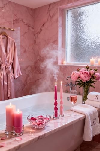 Twisted Taper Candles, 12 Pack 9.5 Inch Hot Pink Babypink Two Tone Spiral Design Decorative Set for Thanksgiving, Wedding Table Decor and Home Styling - Image 4