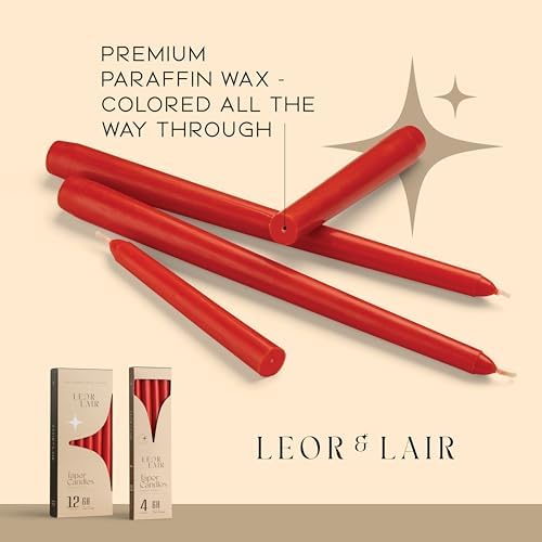 Leor & Lair Red Taper Candles, 40 Pack, 10" Bulk Taper Candles, Unscented - Image 4