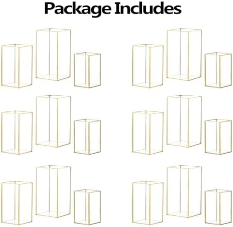 Hewory Glass Hurricane Candle Holder, 18Pcs Gold Large Pillar Candle Holder - Image 6