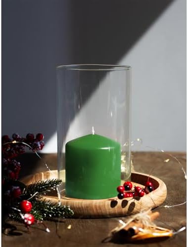 Candwax Green Pillar Candles Set of 3 - Perfect as Christmas Centerpiece Table Decorations - 40-Hour Burn Time Self-Extinguishing Candles for Home Decor - Cone-Top Grass Green Pillar Candles 3x3 - Image 5