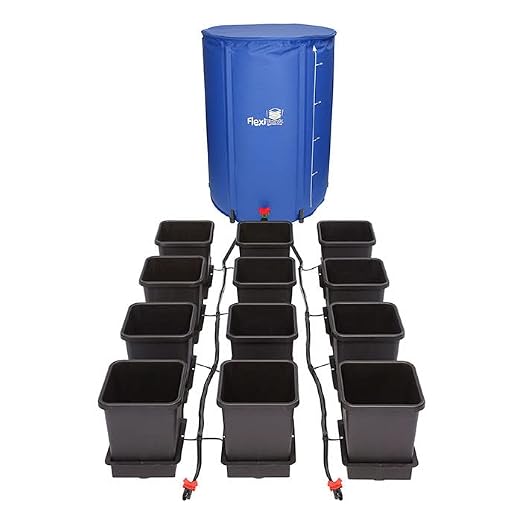 AutoPot 12 Pot System with 3.9 Gallon Plastic Pots and 60 Gallon FlexiTank - Self-Watering, Gravity-Fed Hydroponic Systems (12Pot - 3.9 Gallon - 60 Gallon FlexiTank)