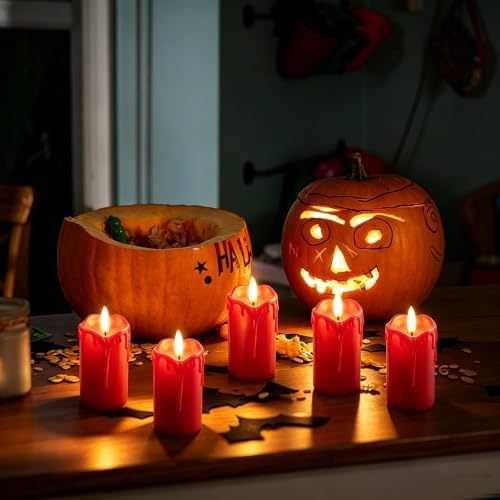 6 PCS Flameless Votive Candles with Timer Battery Operated Red - Image 3