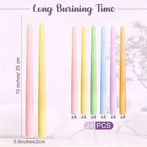 Nuanchu 16 Pcs Pastel Taper Candles, 10 Inch Tapered Smokeless - Image 2