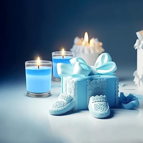 Set of 20 Babyblue Votive Candles Clear Glass Filled Unscented Soy Wax Candle for Home Spa Weddings Holiday Baby-Shower Party and DIY - Image 4