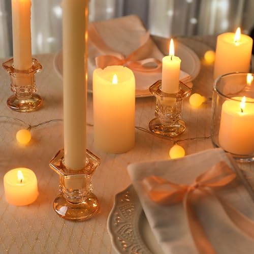 Lanttu 12 Pcs Gold Glass Candle Holders Set Candlestick Holders Bulk - Image 4