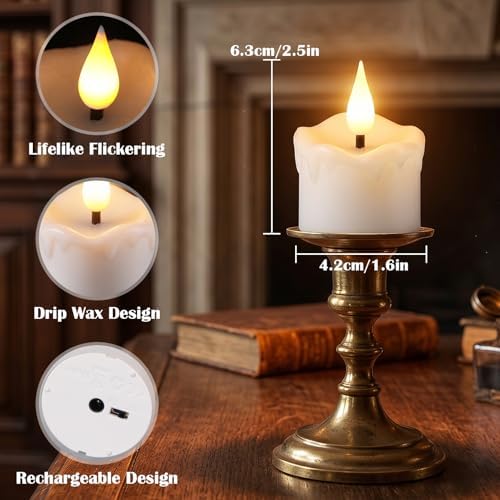 GenSwin Wax Rechargeable Tea Lights Candles Votive Battery Operated Remote - Image 2