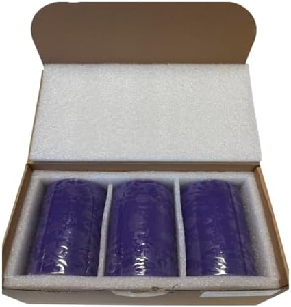 Mister Candle Dripless Unscented Purple Pillar Candles, Set of 3 Hand Poured Solid Color Non-Scented Candles for Home Decor, Premium Wax, 60 Hr Burn Time - 3x4 Inch, Purple - Image 2