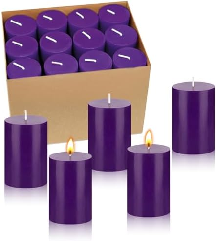 24 Packs Unscented Purple Votive Candles, Small 1.5 Inch by 2.0 Inch Colored Wax Candles for Wedding, Party, Holiday & Home Dinner Table Decoration -12 Hours Burning by Unknown