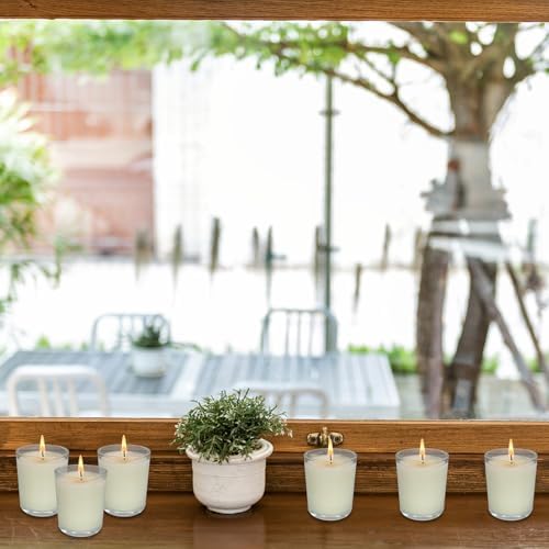 48 Pack Unscented Clear Glass Filled Votive Candles. Hand Poured Wax Candle Ideal Gifts - Image 4