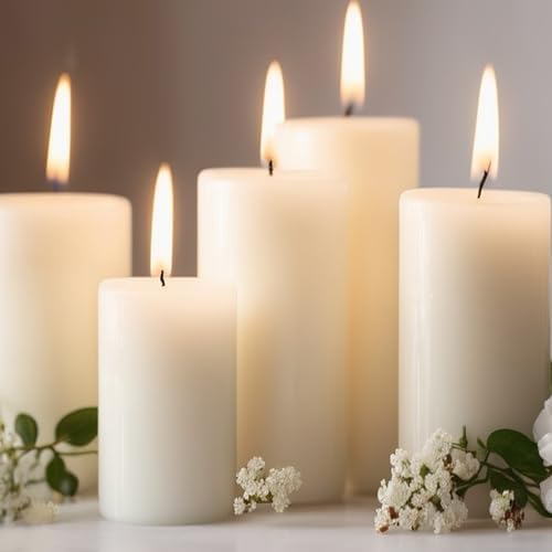 Pillar Candles White 6 Pack, 2.8x6 Inch Unscented Candle by MOSROAD