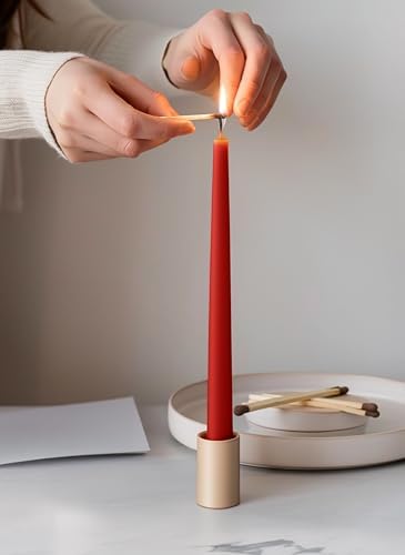 10" Classic Taper Candles, Red, 4-Pack, 7-8 Hours Long Burning, Unscented Tall Candlesticks - Image 4