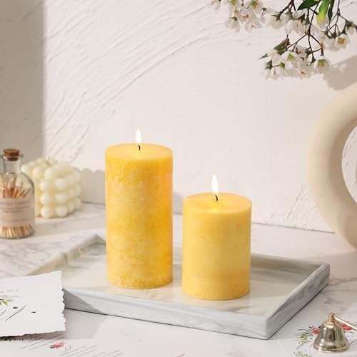 3x6 Inch Yellow Pillar Candles Set of 3,Hand-Poured Unscented Pillar Candle - Image 5
