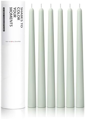 6PK 10" Classic Taper Candles, Light Sage Green, 7-8 Hours Long Burning, Unscented Tall Candlesticks by Unknown
