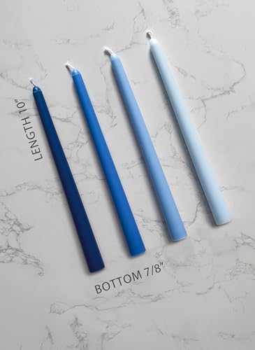 10" Classic Taper Candles, Blue Shades, 12-Pack, 7-8 Hours Long Burning, Unscented Tall Candlesticks - Image 2