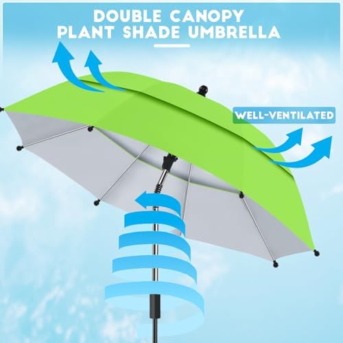 4 Pack 24.9" Double Canopy 47.2" Height Plant Umbrellas for Outdoor Plants, 3D Stakes 360° Adjustable Plant Shades for Outdoor Plants, Garden - Image 2