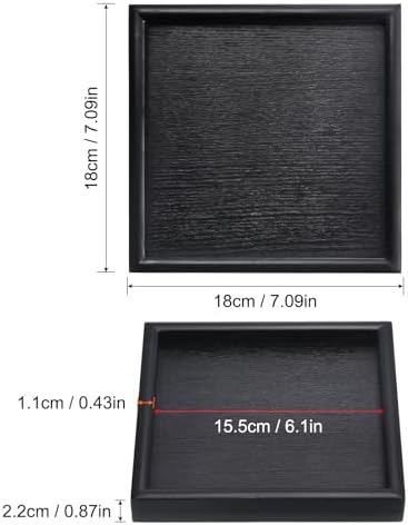 PATIKIL Wood Serving Tray 7 Inch, Square Decorative Platter for Home Decor Kitchen Table Candle Holder, Black - Image 2
