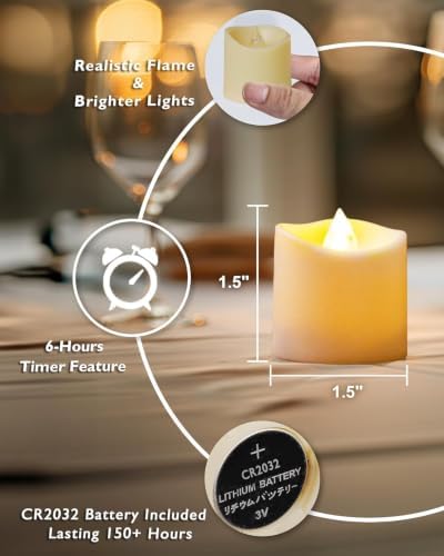 Homemory 6H Timer Ivory Flameless LED Votive Tealights, 12 Pack - Image 5