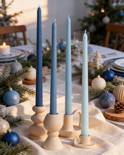 Viyffo 12 Inch Taper Candles, 12 Pack Blue-Unscented, Dripless Design– Long Tall Tapered Candlesticks for Wedding, Dinner, Holiday, Party, Home Decor Natural Color Series - Image 4