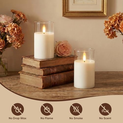 Amagic 3"x5" White Glass Flameless LED Candle Battery Operated with Control - Image 2