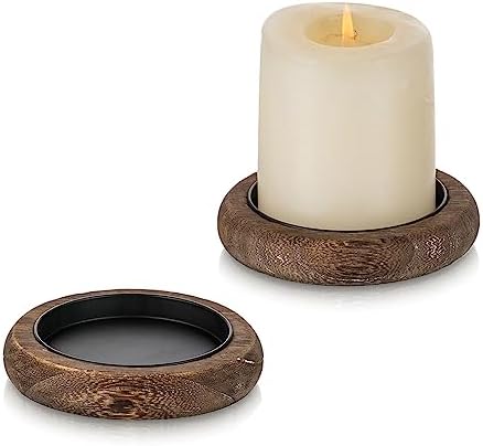 Romadedi Wood Candle Holder Tray, Brown, Set of 2 by ROMADEDI