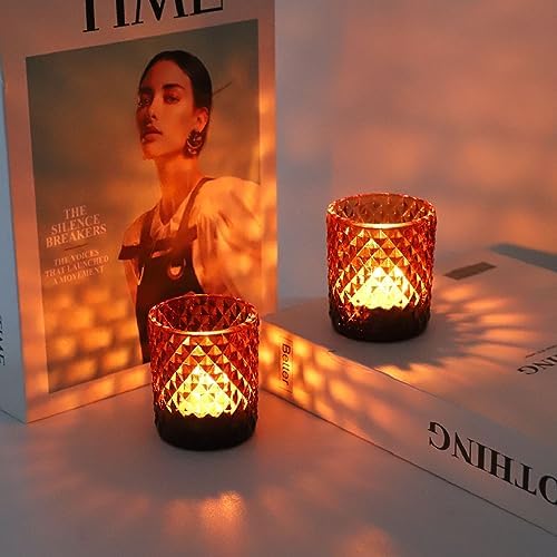 Woho 24pcs Amber Votive Candle Holders, Tea Lights Holder for Thanksgiving - Image 3