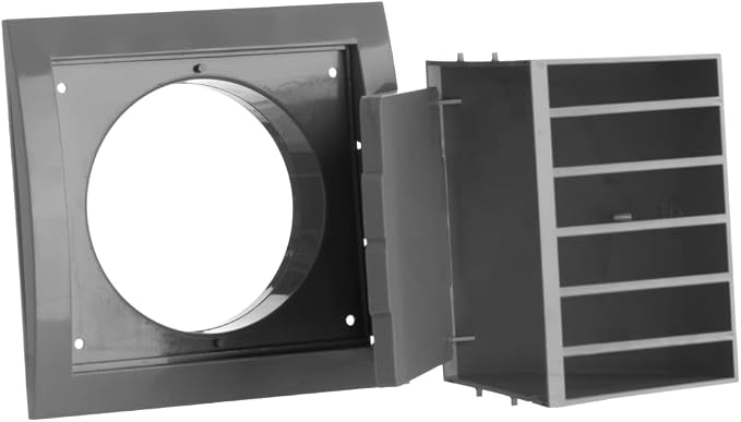 4 Inch Exhaust Hood Vent with Rain Cover and Flap - Outdoor Air Vent Cover - HVAC Exhaust Cap - ABS Plastic Grey