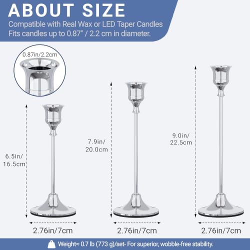 NLBTW 12 Pcs Silver Taper Candle Holder Bulks for Wedding Party Table Decor - Image 3