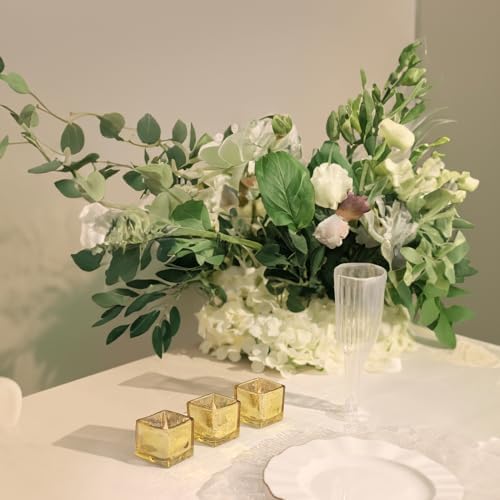 WGV 2 Inch Gold Speckle Square Cube Glass Votive Candle Holder Bulk, Small Tiny Mercury Tea Light 2x2”, 6 Pc - Image 5