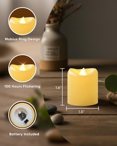 5plots 24Pack Ivory Flameless Votive Candles, Fake Electric Candles - Image 2