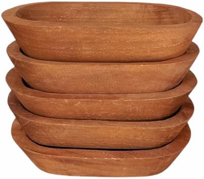 5 Pack 9.7in Dough Bowls for Candle Making Rustic Wooden Bowl Lightweight Candle Holder Empty Decorative Bowl (wicks included) by Phinicco