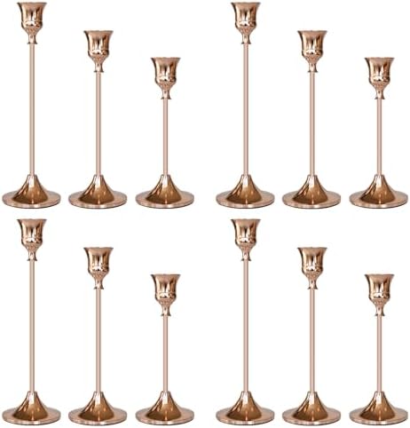 Candlestick Holders Rose Gold, 12 Packs Taper Candle Holder for Candlesticks, Candle Sticks Holder Decor for Home Decor by Showin