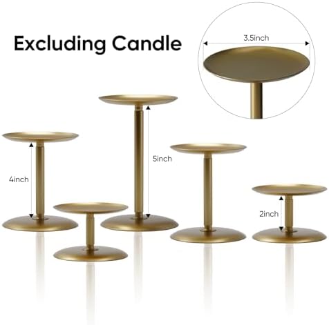 Homemory Fall Halloween Table Decor, Gold Metal Candle Holders Set of 5 - Image 3