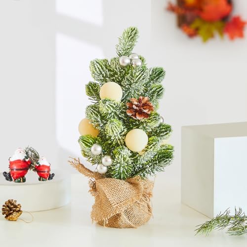 Burlap Small Christmas Tree Decor (White Ornament) by MYELLU