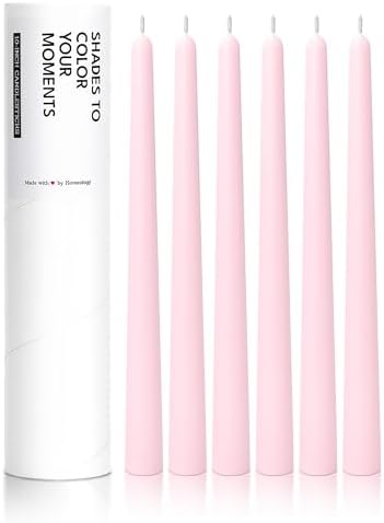 6 PK 10" Classic Taper Candles, Pale Pink, 7-8 Hours Long Burning, Unscented Tall Candlesticks by Unknown