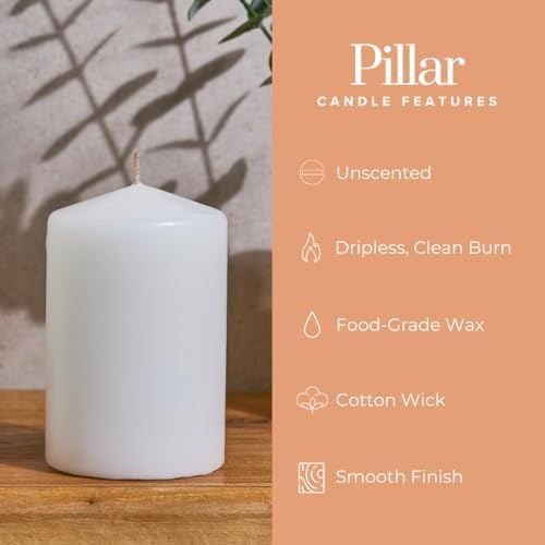 Simply Soson White Pillar Candles 3x4 Set of 6, Unscented Bulk Pack - Image 3