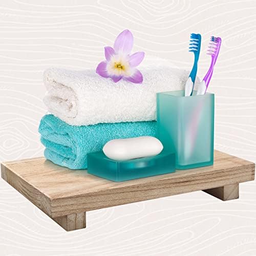 Nuogo Wood Pedestal Riser Stand for Kitchen Soap Tray,9 X 6 Inch,Natural - Image 4