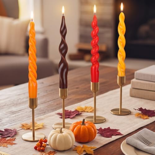 Nuanchu 4 Pcs Twisted Taper Candles,7.87 Inch,Pure,Fall Classic by Nuanchu
