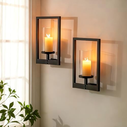 Black Candle Sconces Wall Decor: Set of 2 Wall Candle Holder - Image 4