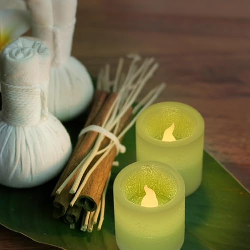 FURORA LIGHTING Green Marble Real Wax Votive LED Candles, 6-Pack - Image 3